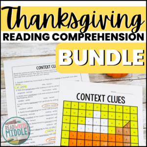 Thanksgiving worksheets for middle school bundle cover