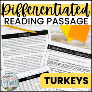 Turkeys Differentiated Reading Passage & Context Clues Activities