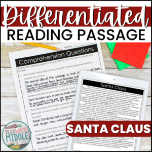 christmas reading passage and activities