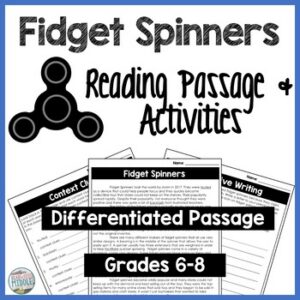 Fidget Spinners Differentiated Reading Comprehension Passage Printable & Digital