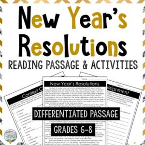 New Year 2022 New Year's Resolutions Differentiated Reading Passages