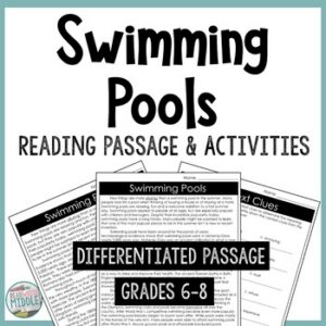 Swimming Pools Reading Comprehension Passage Printable & Digital