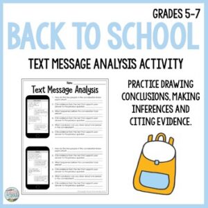Back To School Text Message Analysis Inferences Printable & Digital