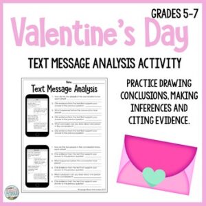 Valentine's Day Text Message Making Inferences Printable & Digital