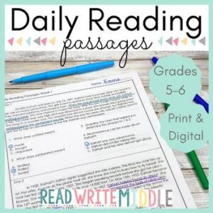 Daily Reading Comprehension Passages & Questions Context Clues Bell Ringers