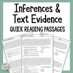 Inferences and Text Evidence Reading Comprehension Passages and Questions