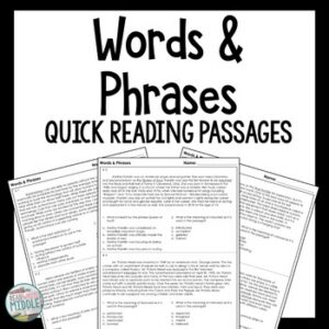 Words & Phrases Reading Comprehension Passages and Questions Quick Reads