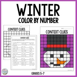 Winter Context Clues Color By Number Freebie