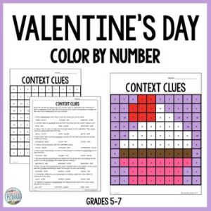 Valentine's Day Context Clues Color By Number