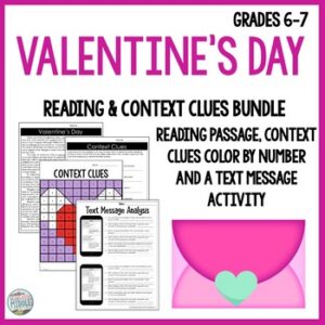 Valentine's Day Reading Comprehension and Context Clues Bundle
