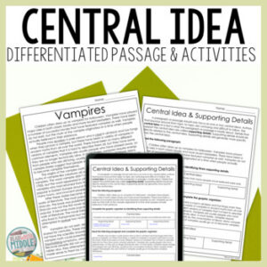 Differentiated Central Idea Reading Comprehension Passage Context Clues