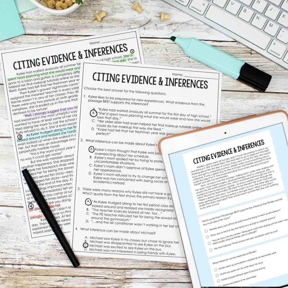 Examples of inference test prep worksheets