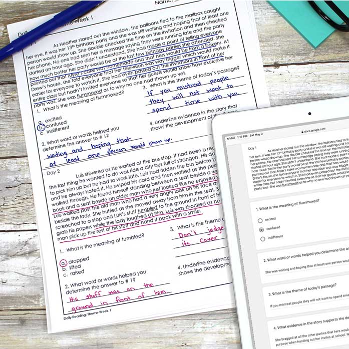 Examples of daily reading theme passages