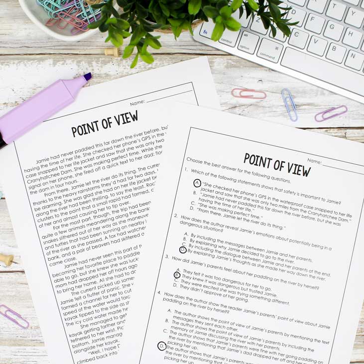 Examples of reading comprehension test prep for middle school