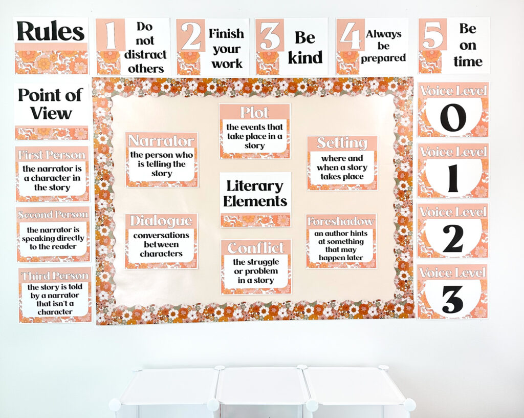 Boho classroom decor for middle school ELA display